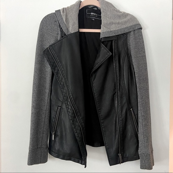 BNCI leather and heather gray jacket - Picture 5 of 7